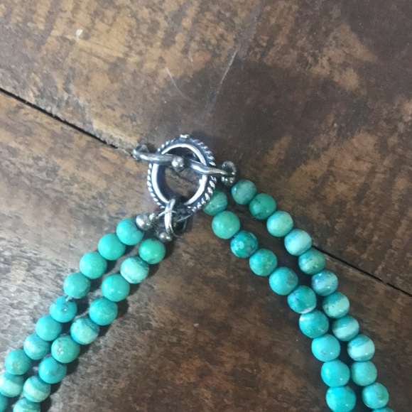 Gale Self designer hallmarked sterling silver turquoise bead choker necklace - Picture 8 of 9